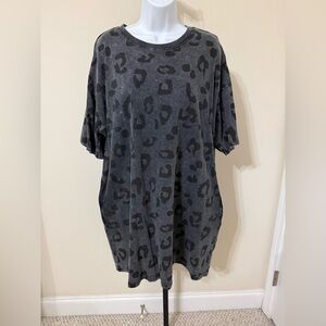 Easel Distressed Leopard Print Shirt Dress Sz M